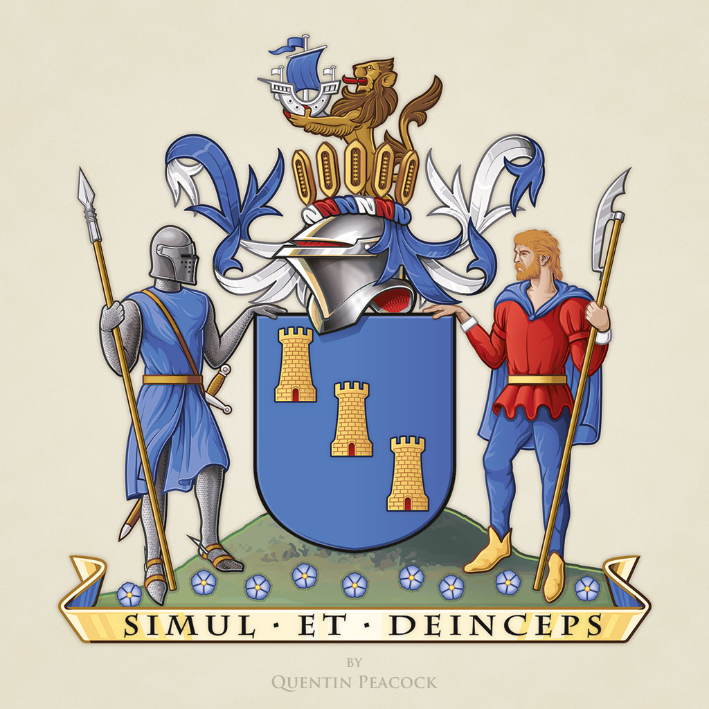 Digital artwork of the Arms of Mid and East Antrim by Quentin Peacock