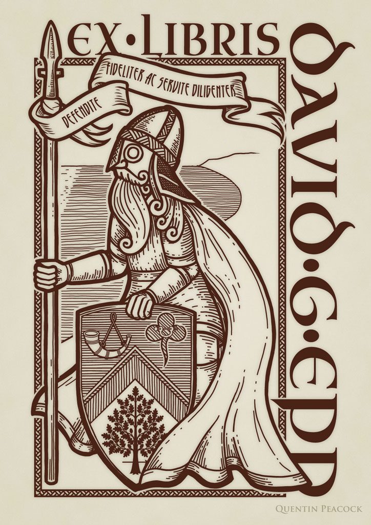 Heraldry bookplate of Viking by Quentin Peacock