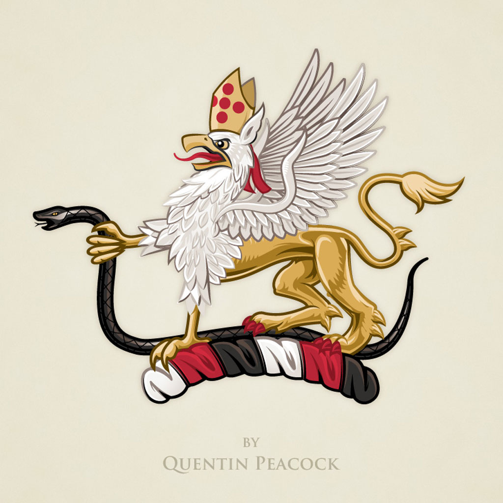 Vector heraldry illustration of Crest by Quentin Peacock