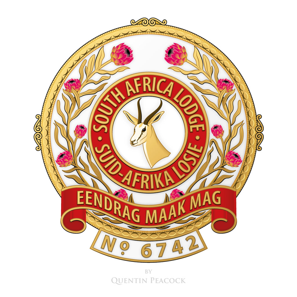 Vector artwork of the South Africa Lodge badge illustrated by Quentin Peacock