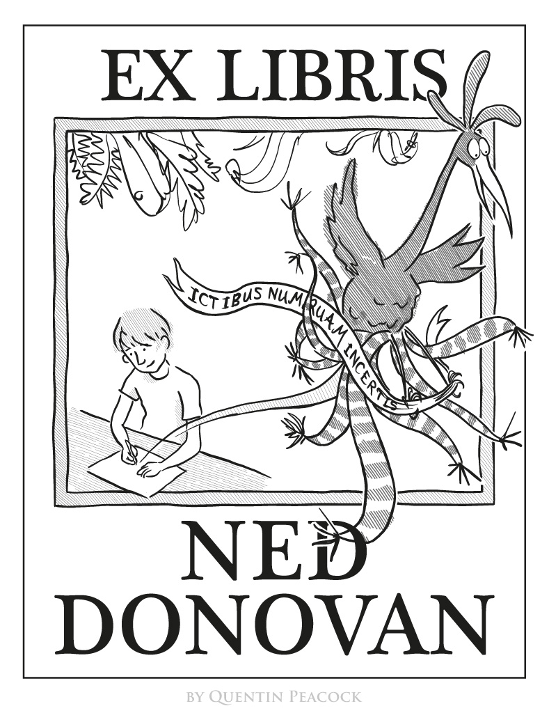 Bookplate illustration and design by Quentin Peacock