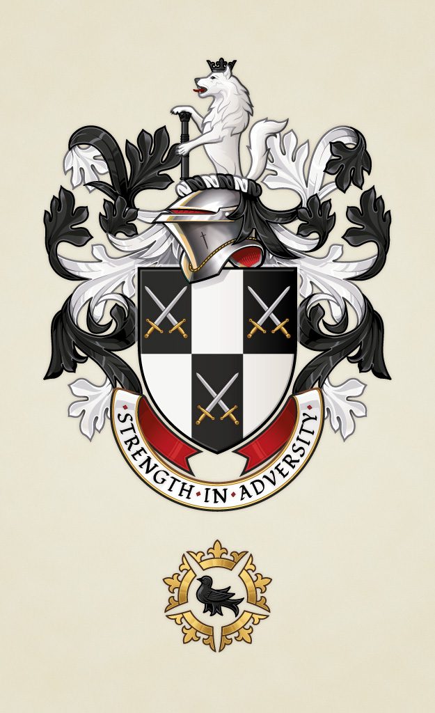 The Coat of Arms and Badge of Andrew Wolstenholme illustrated by Quentin Peacock